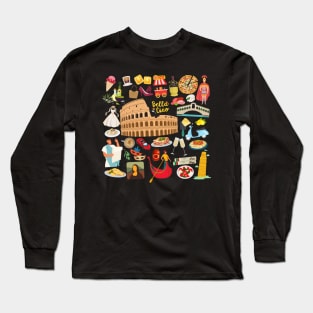 Italy Travel Icons Long Sleeve T-Shirt